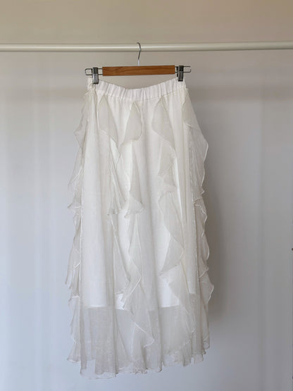 White midi/maxi skirt with ruffles