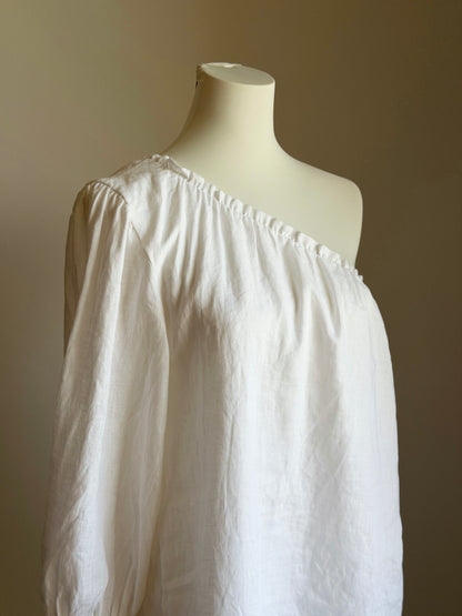 Minimalist one-shoulder linen dress