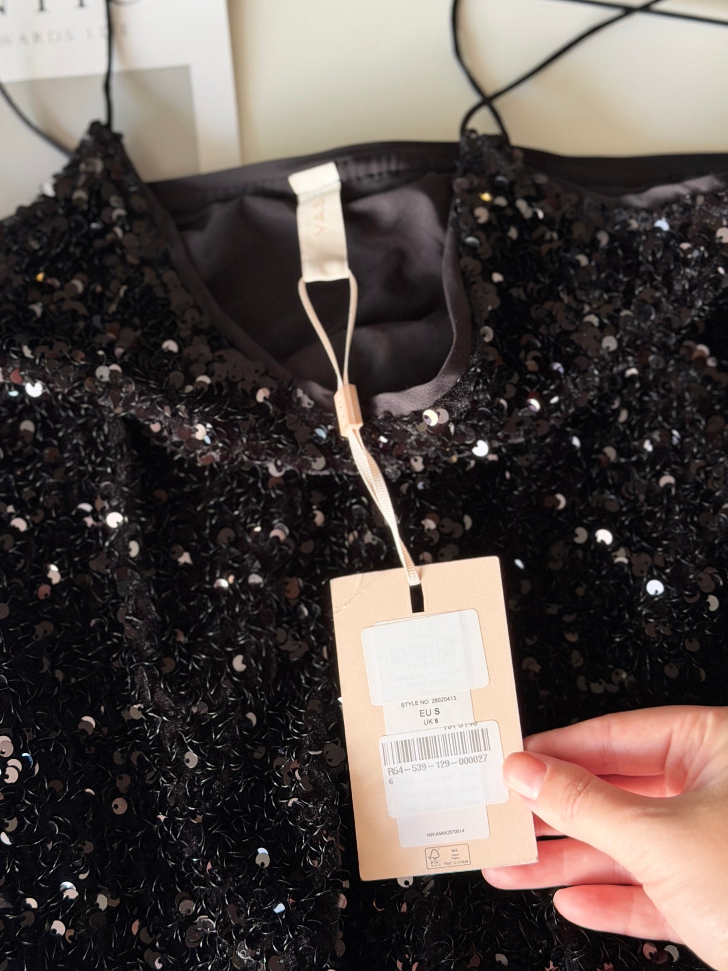 Stunning black midi slip dress with sequins