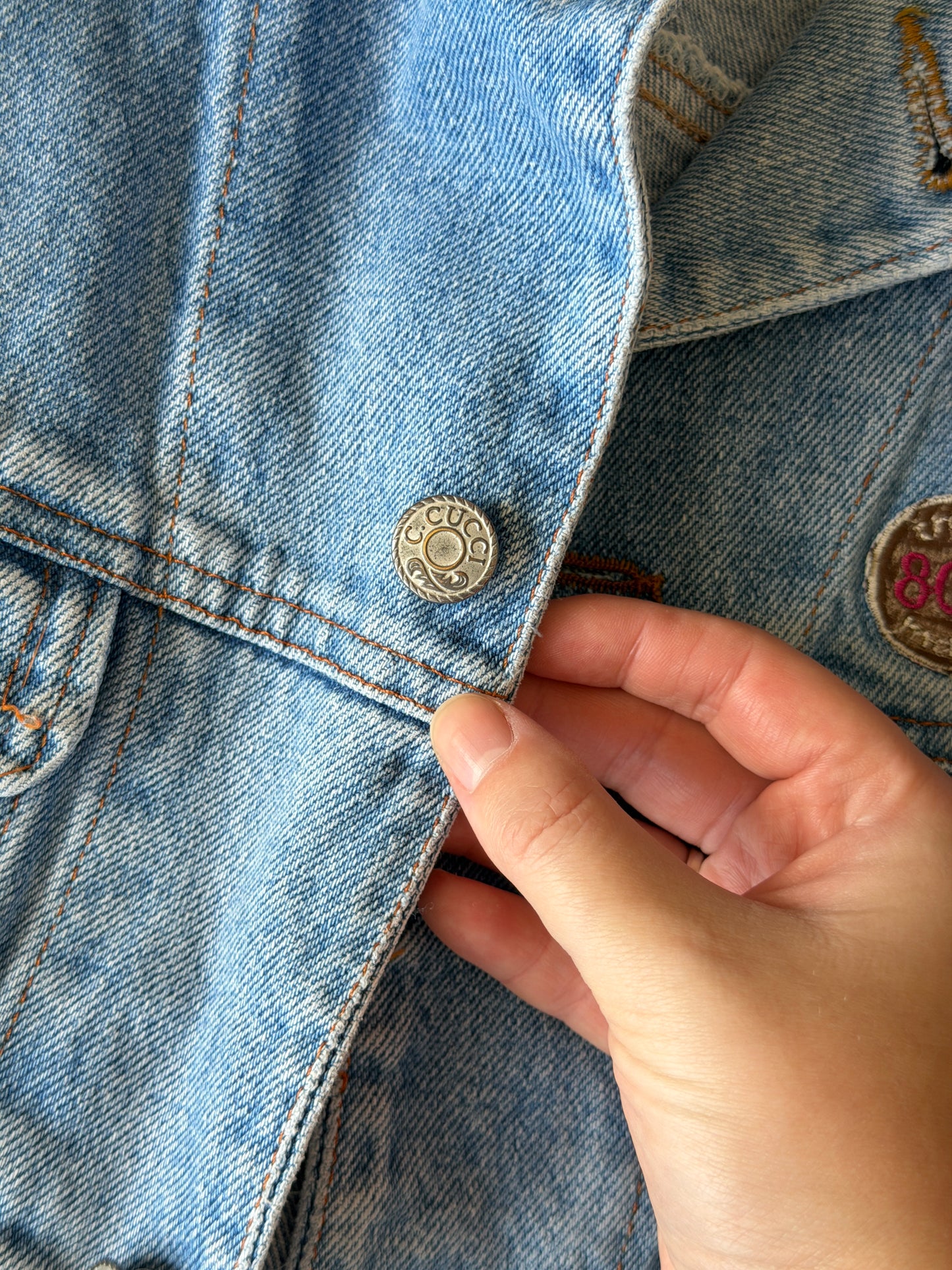 Vintage denim jacket in a light blue wash