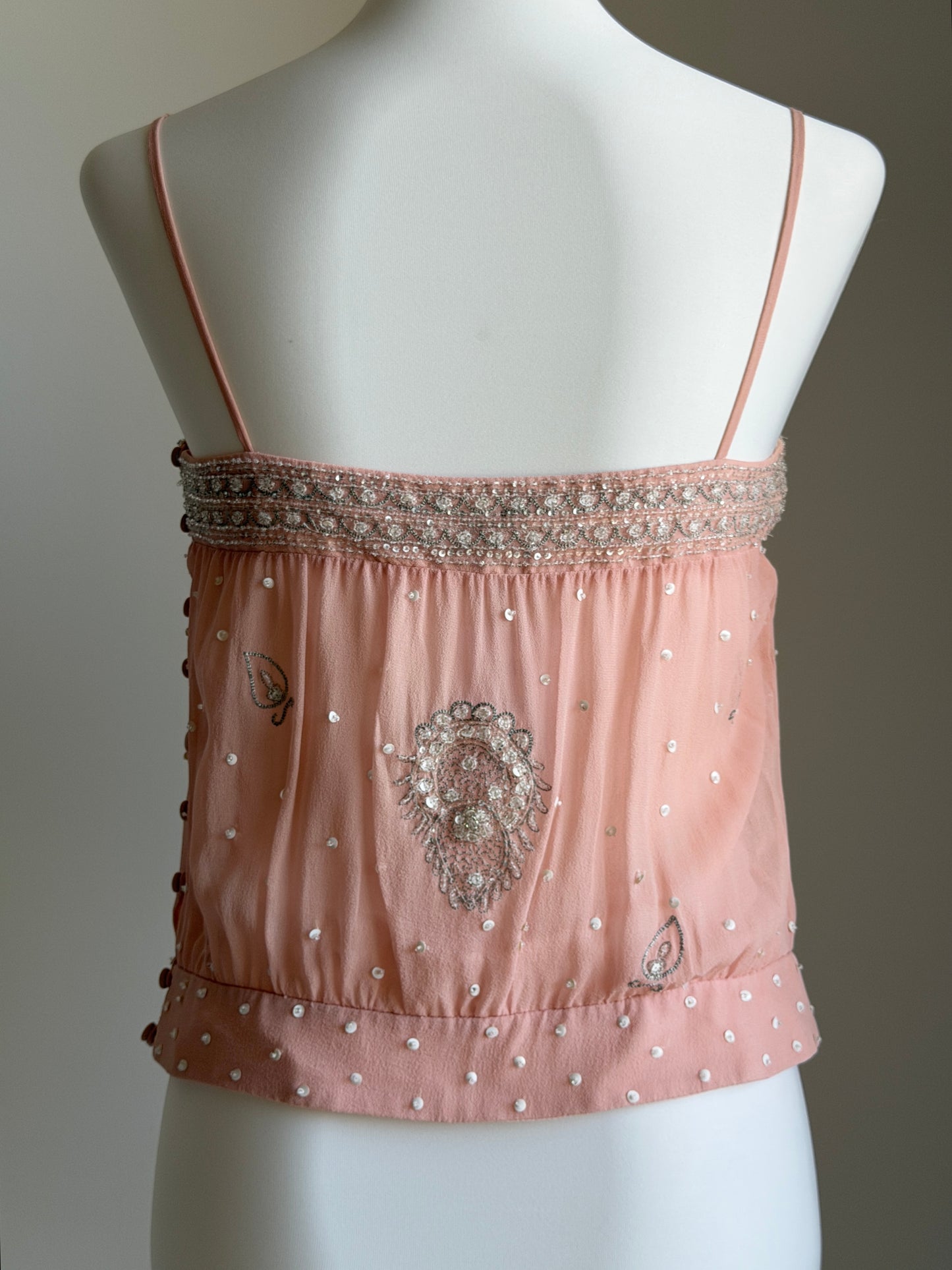 Vintage embellished cami silk top