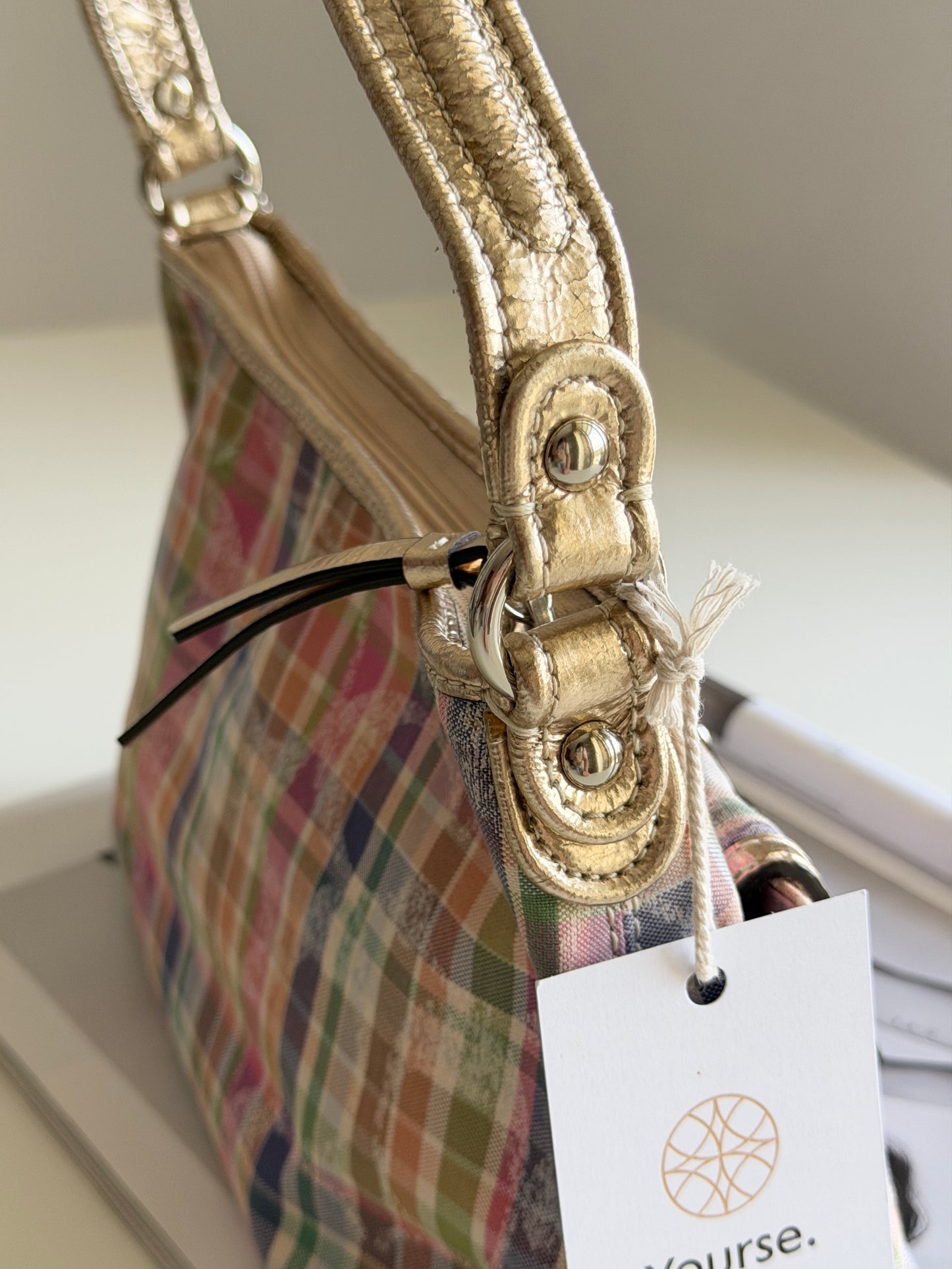 Vintage Coach plaid shoulder bag