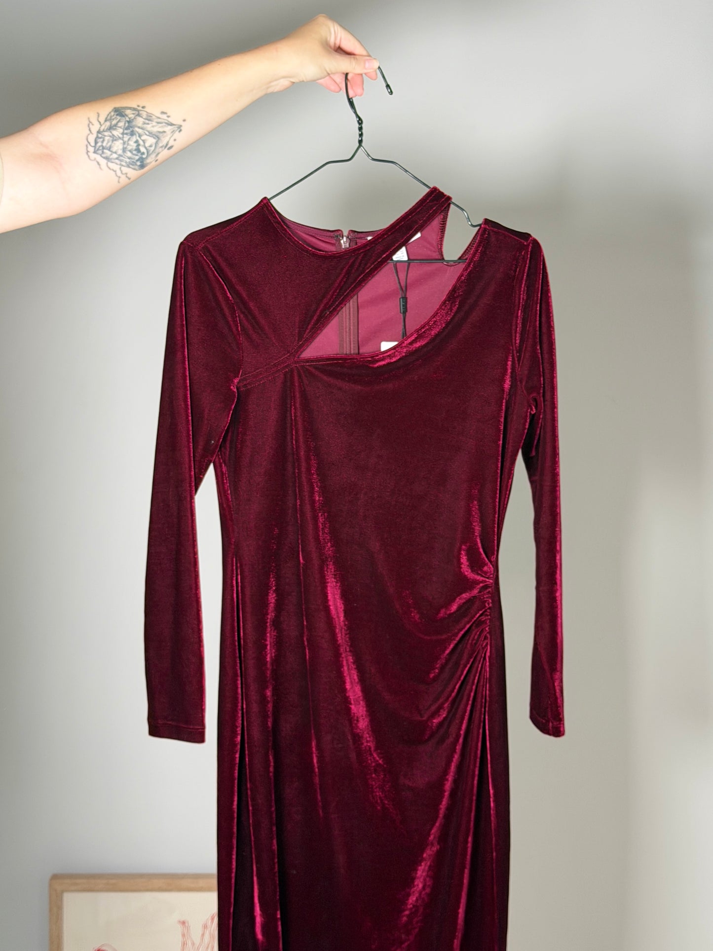 Elegant burgundy velvet dress from REISS