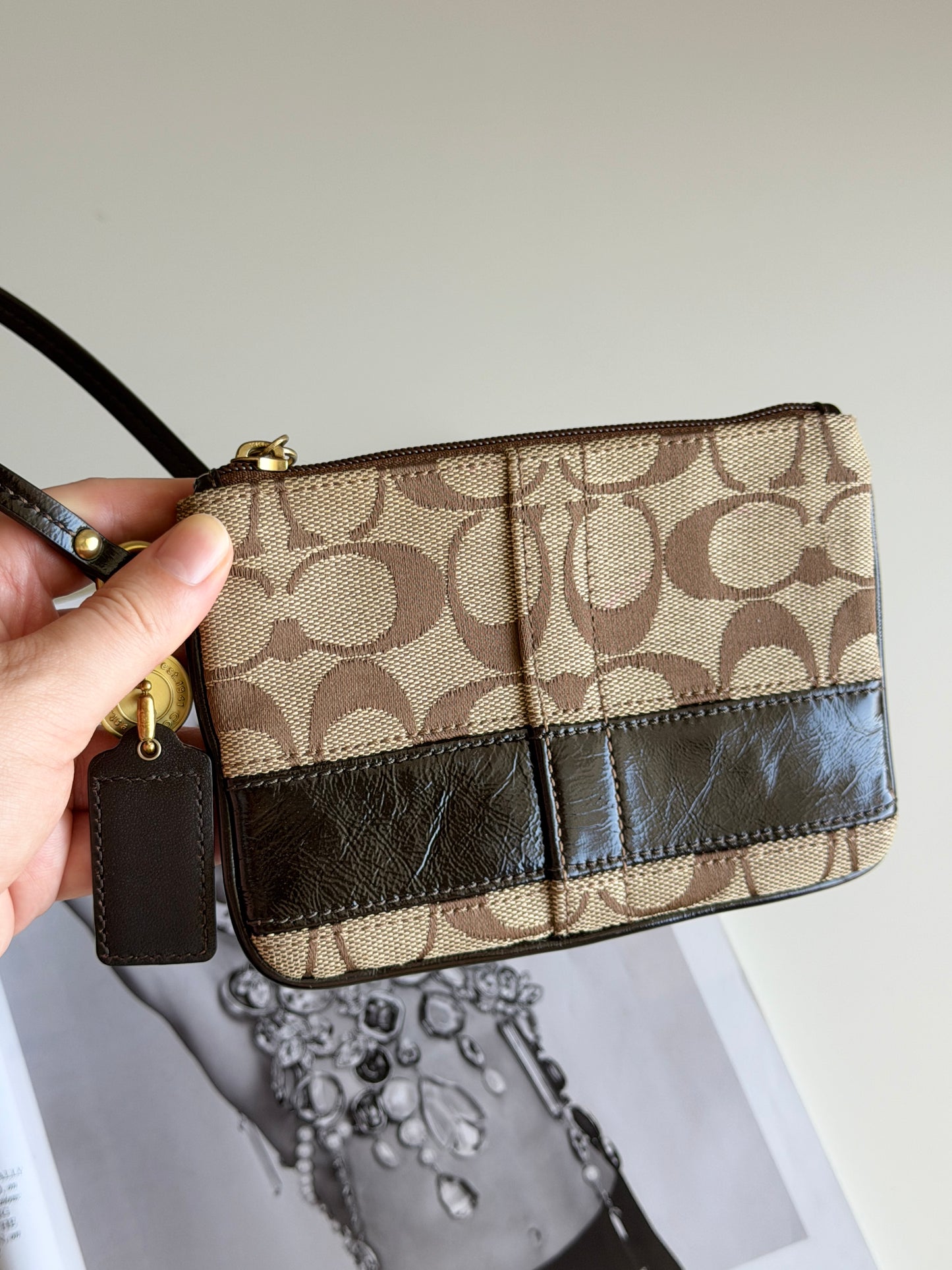 Vintage Coach signature wristlet