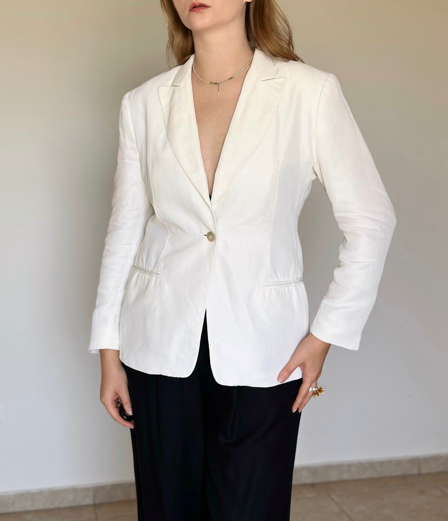 Vintage linen blend blazer Max Mara