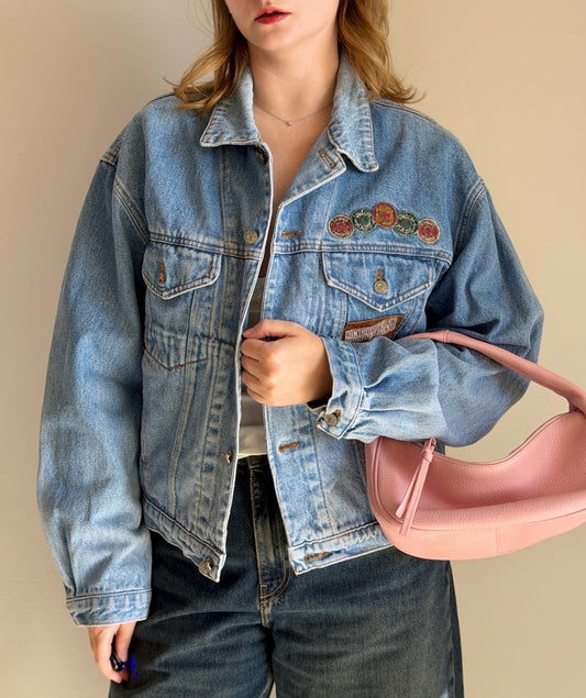 Vintage denim jacket in a light blue wash