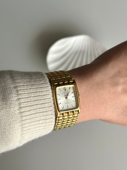 Elegant vintage unisex gold-tone watch by John Weitz ✨