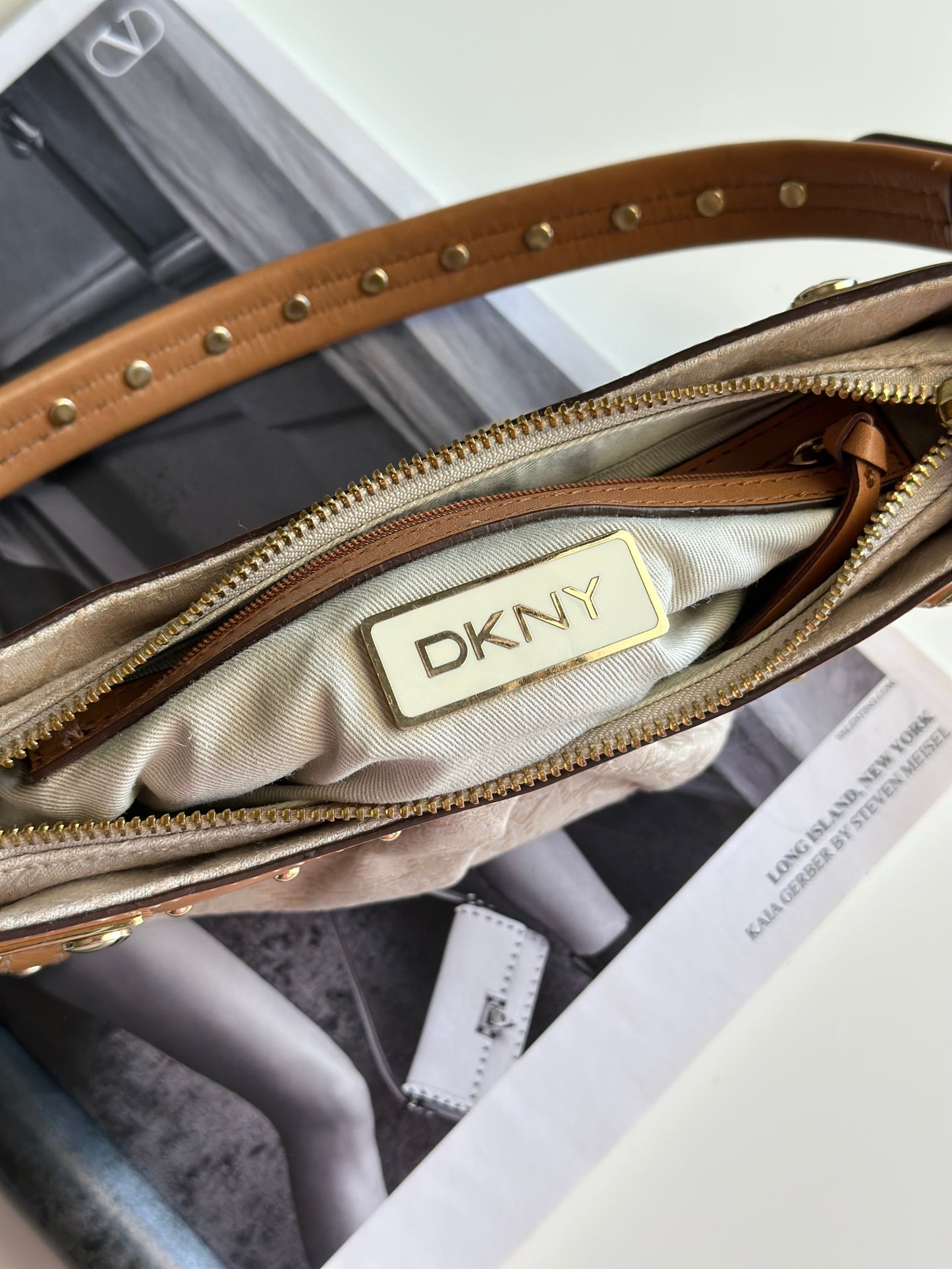 Vintage chic DKNY small bag with edgy details