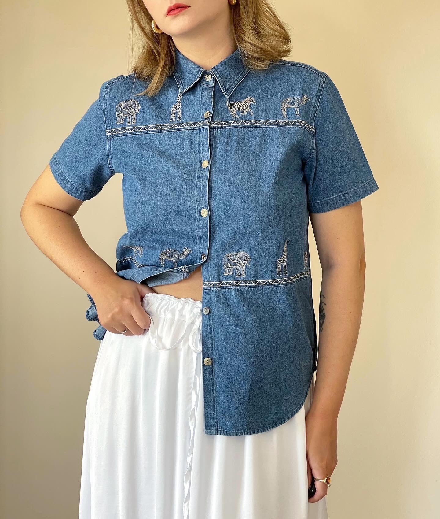 Beautiful unique vintage denim shirt