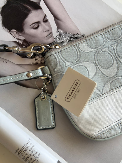 Vintage Coach grey signature wristlet
