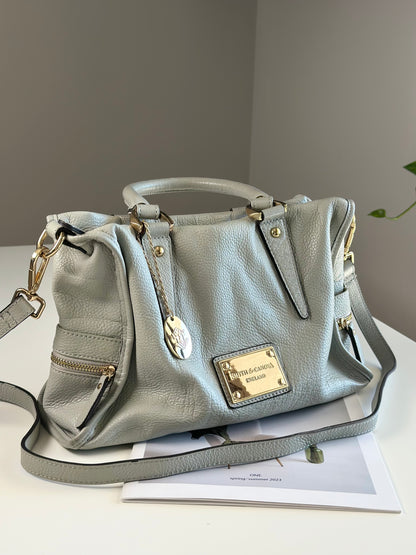 Elegant grey leather handbag from Smith & Canova (England)