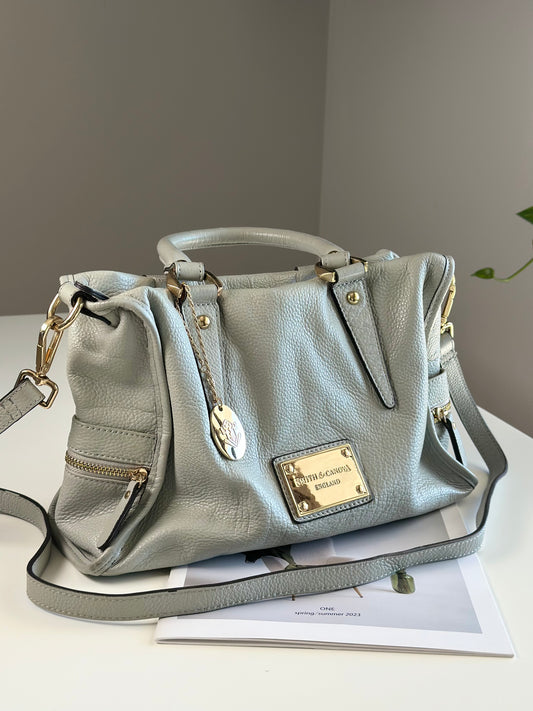 Elegant grey leather handbag from Smith & Canova (England)