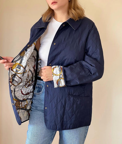 Vintage blue jacket in a quilted weave