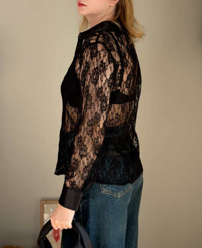 Sophisticated black lace blouse by Yessica