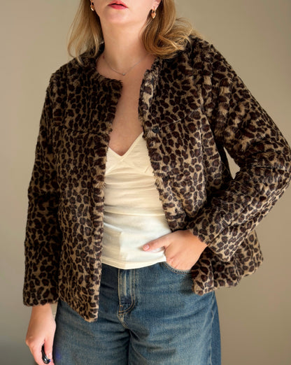 Stylish faux fur leo jacket