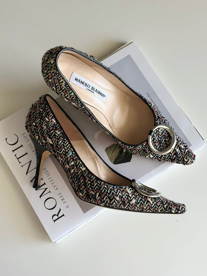 Authentic Manolo Blahnik tweed heels