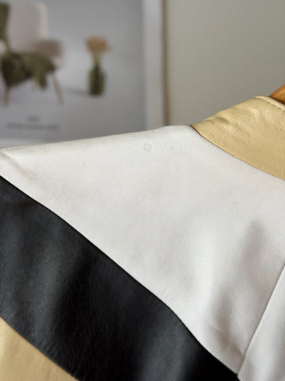 Vintage colour-block leather jacket
