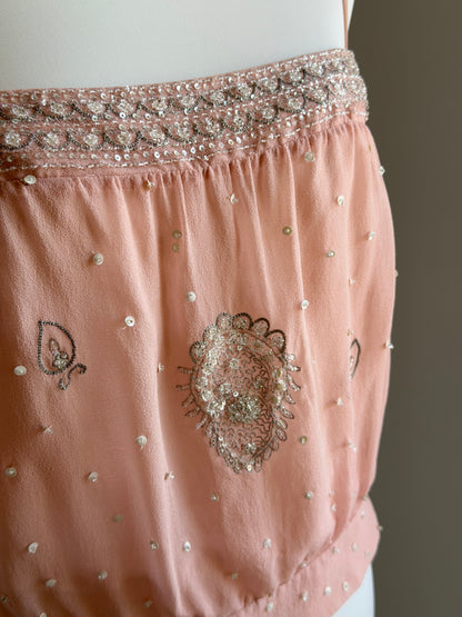 Vintage embellished cami silk top