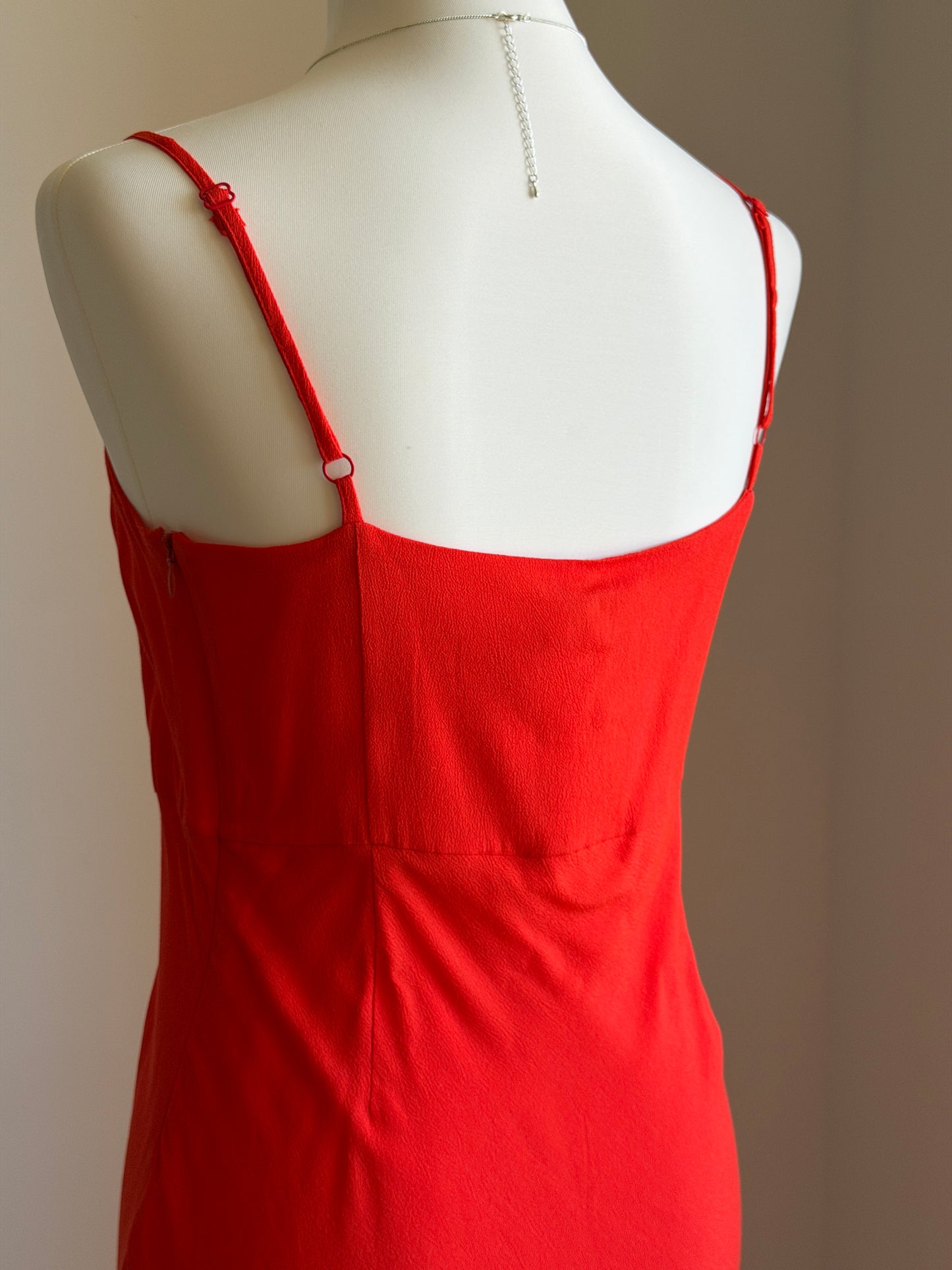 Minimal orange red slip long dress
