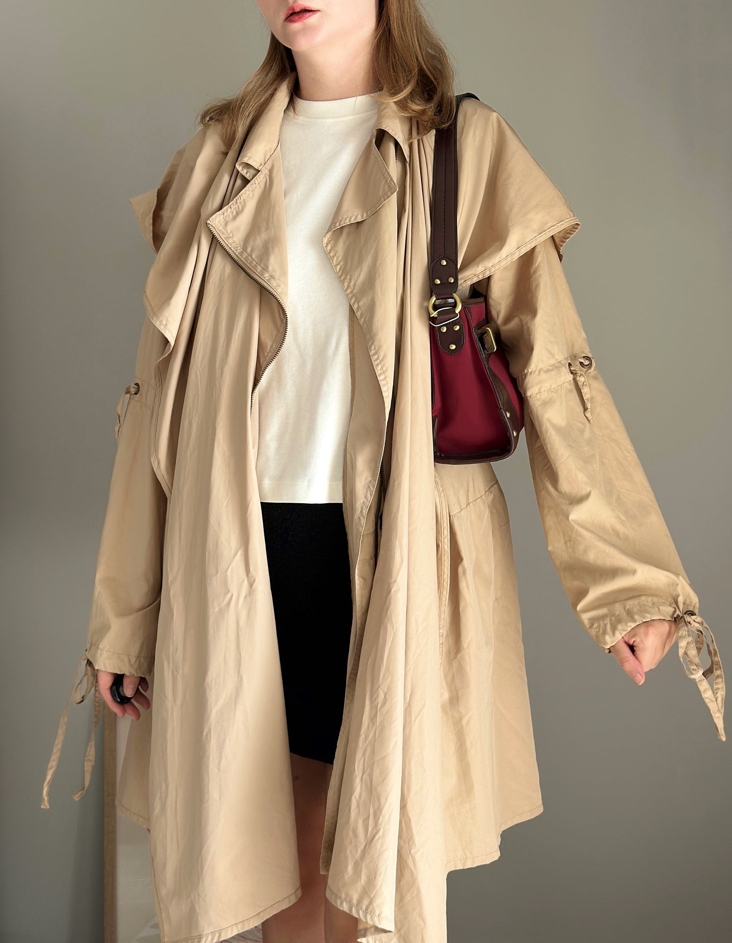 Statement beige trench coat
