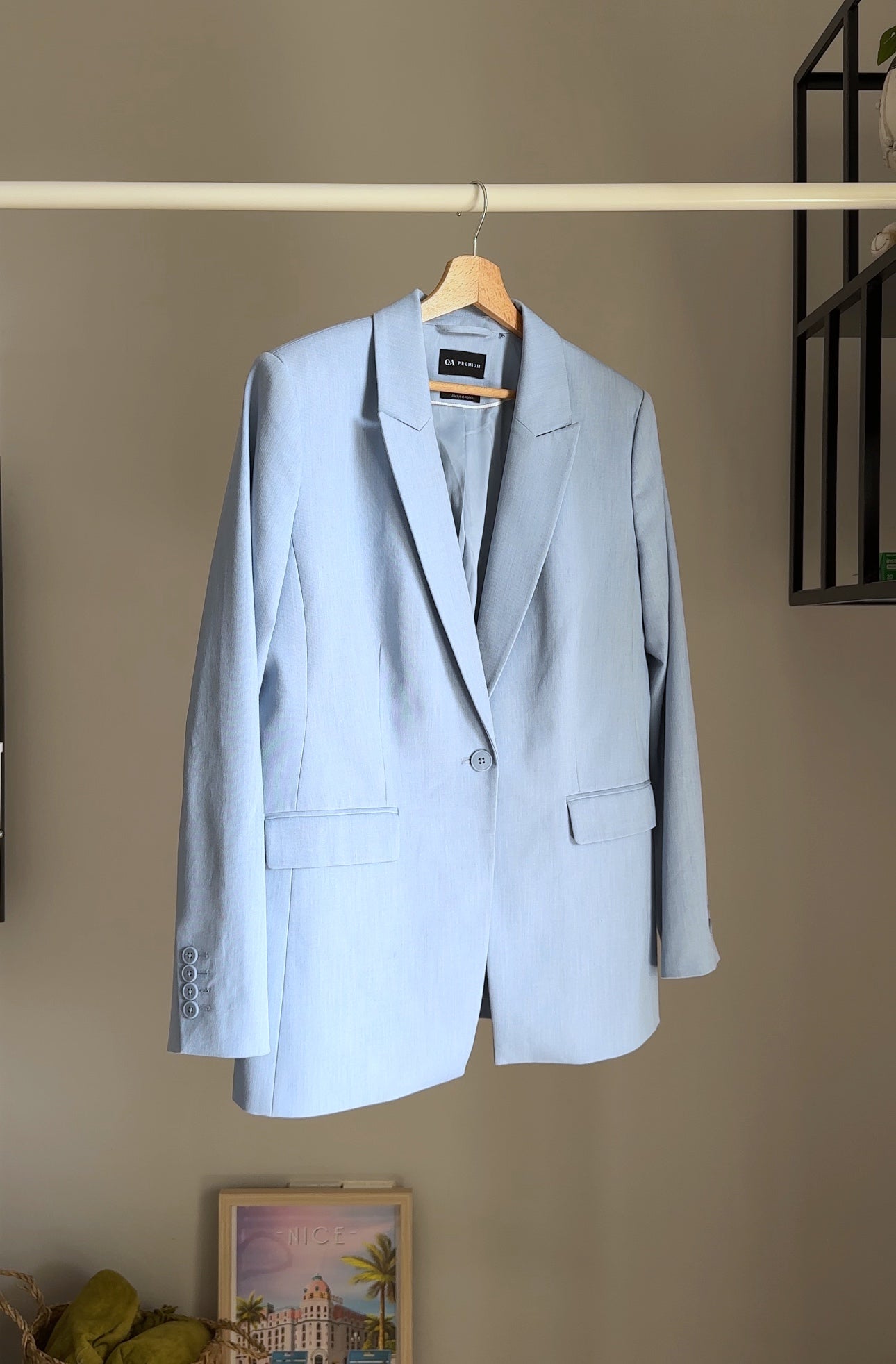 Pre-loved tailored blazer in a soft powder blue shade