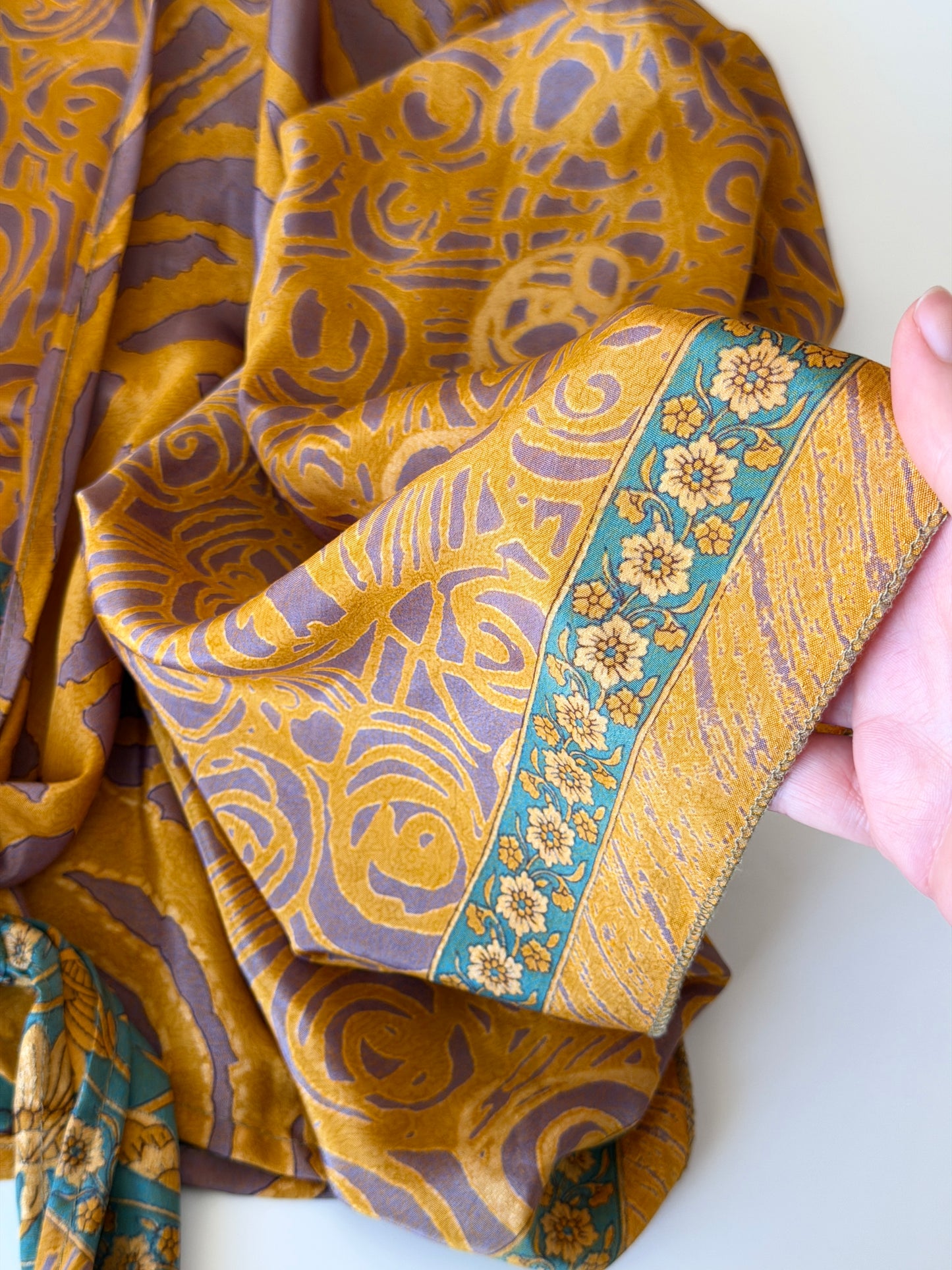 Silk blend bohemian tie-front top