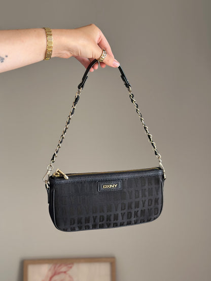 Stunning pre-loved black DKNY baguette bag