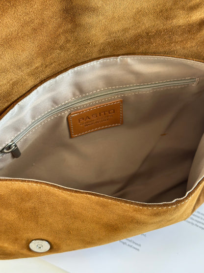 Beautiful caramel suede shoulder bag