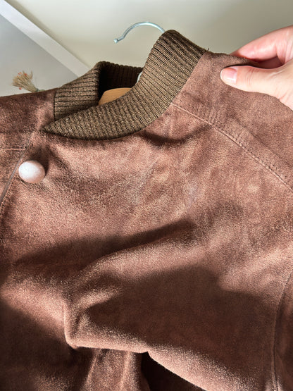 Vintage brown suede bomber jacket