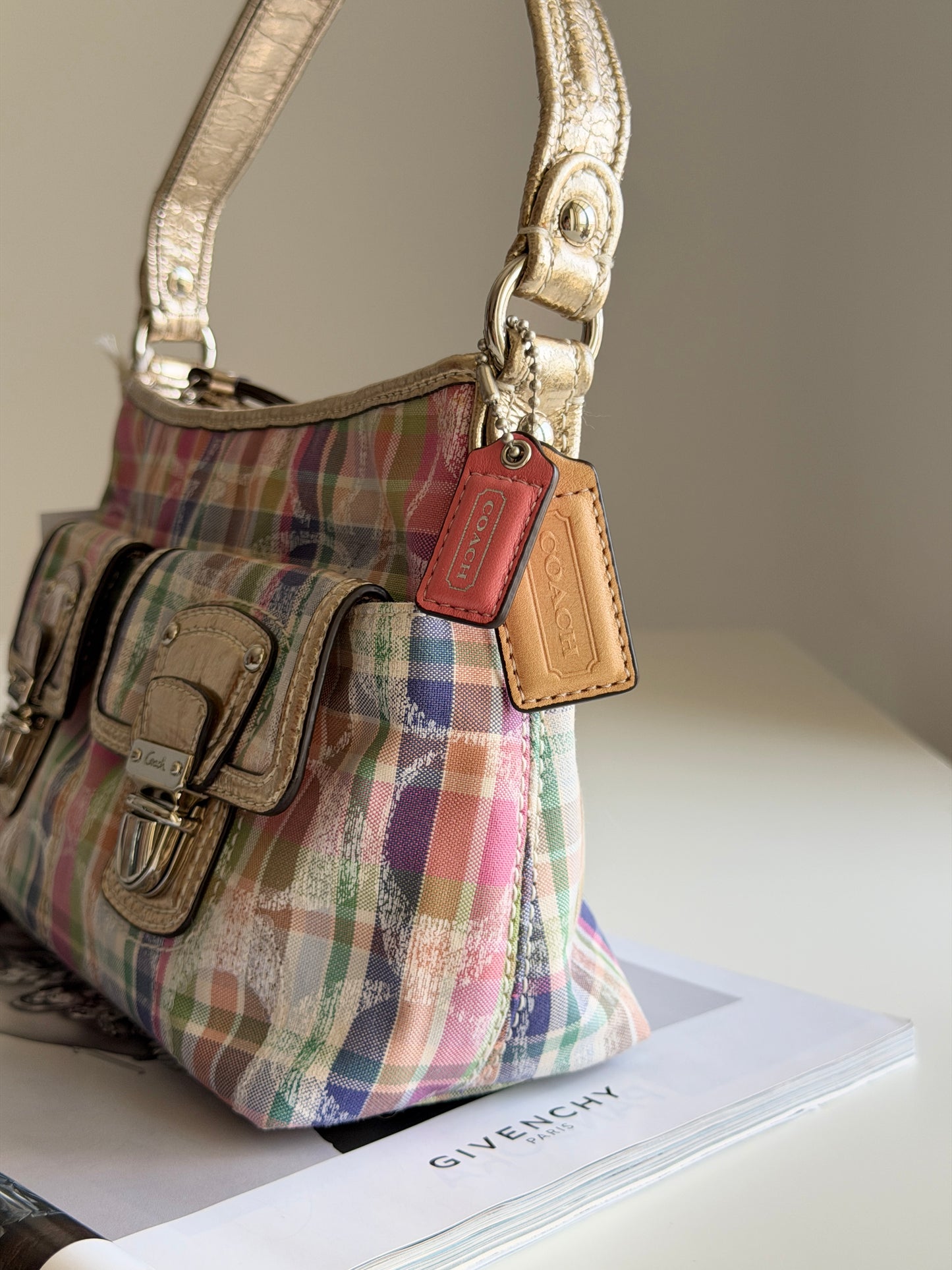 Vintage Coach plaid shoulder bag