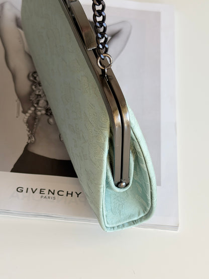Unique vintage silk clutch bag with mirror