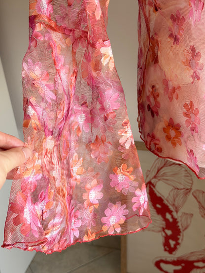 Romantic vintage sheer mesh blouse