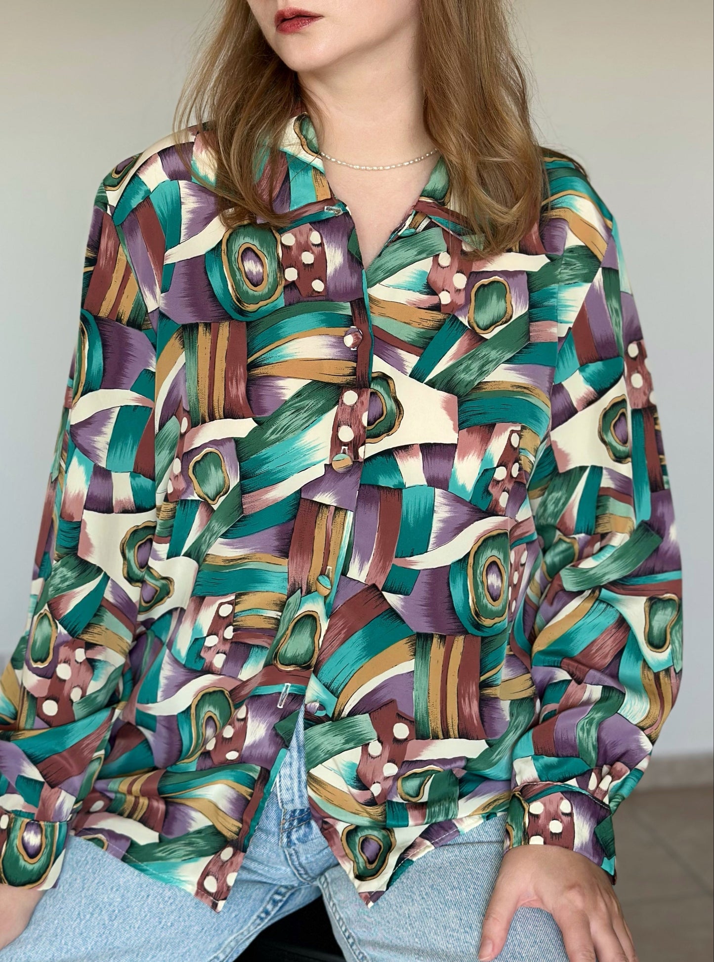 Vintage blouse with abstract print