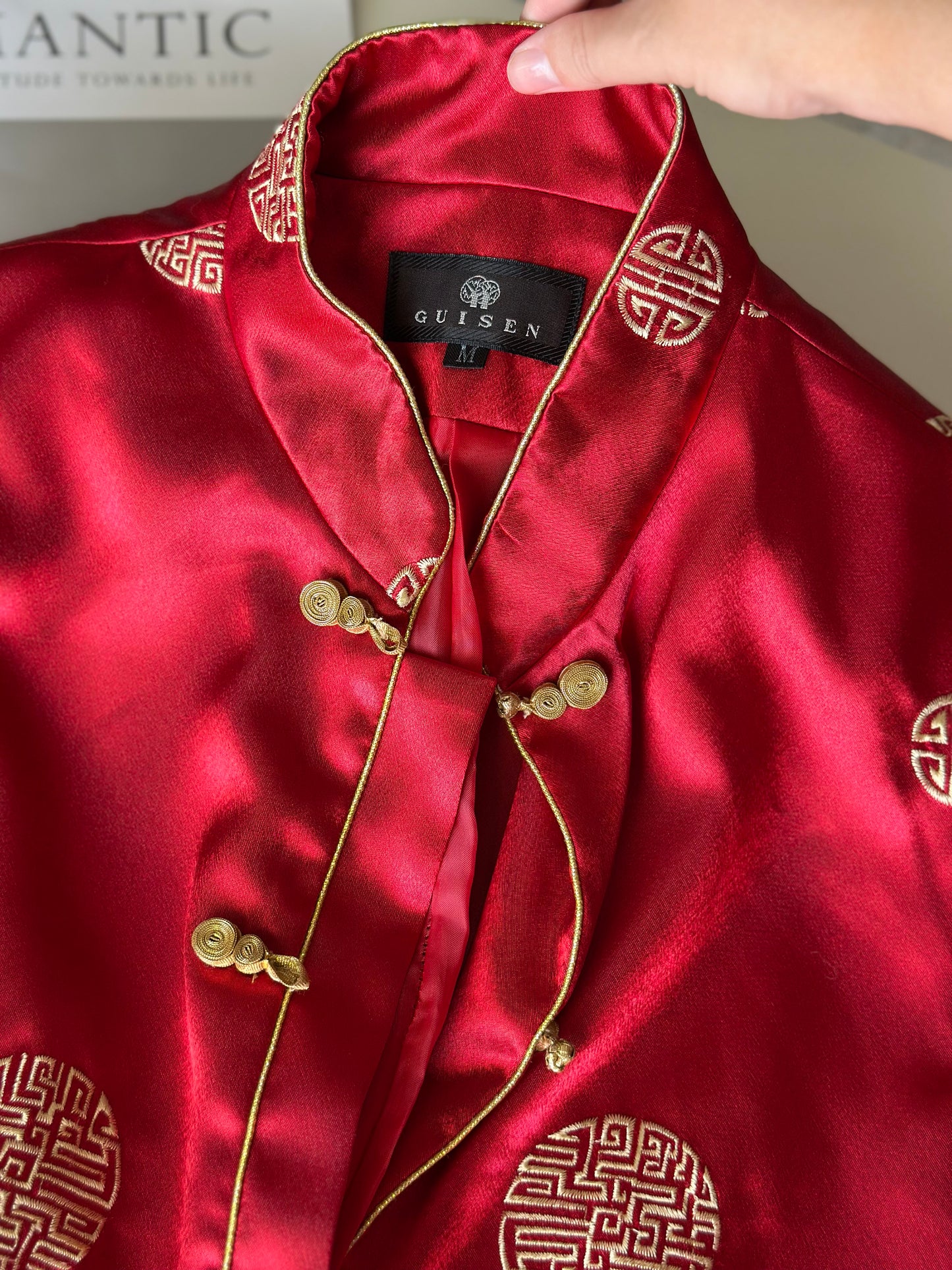 Striking vintage Asian red silk jacket
