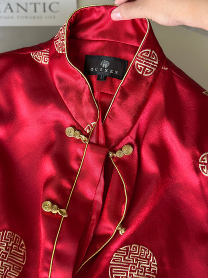 Striking vintage Asian red silk jacket