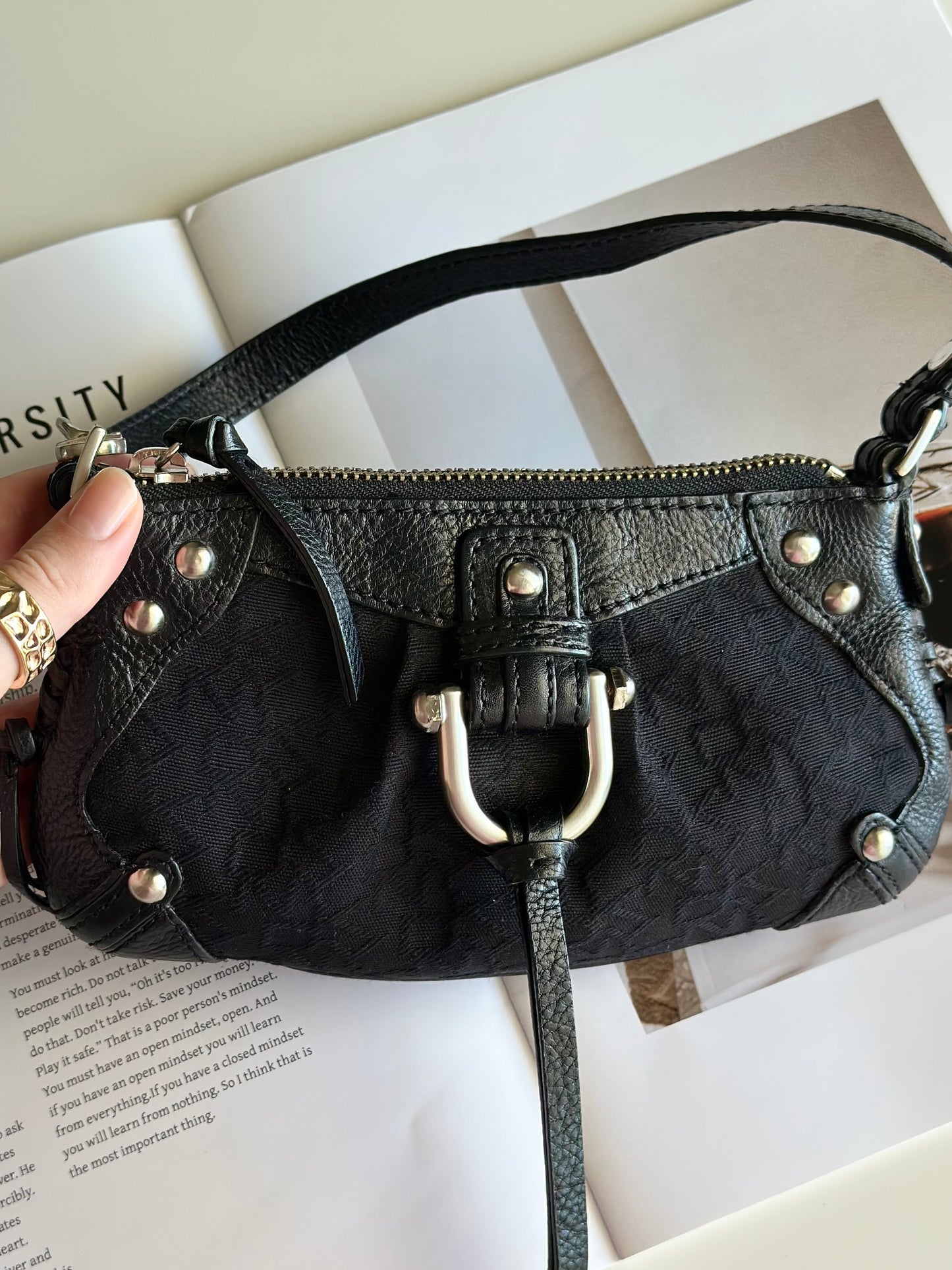 Vintage DKNY statement mini black bag