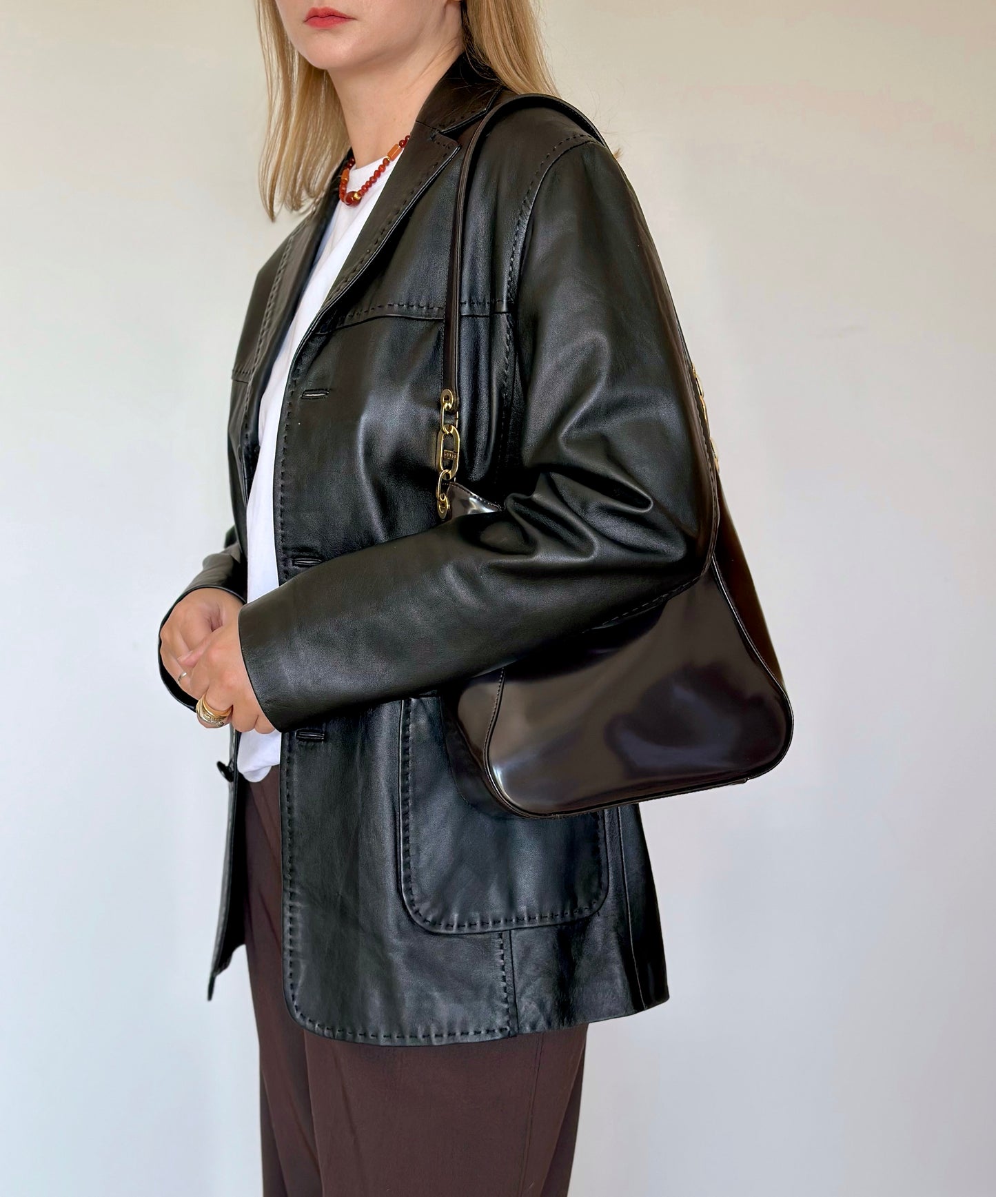 Stunning vintage minimalistic leather jacket