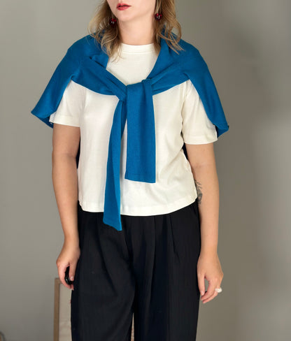 Striking vintage blue silk/cashmere cardigan
