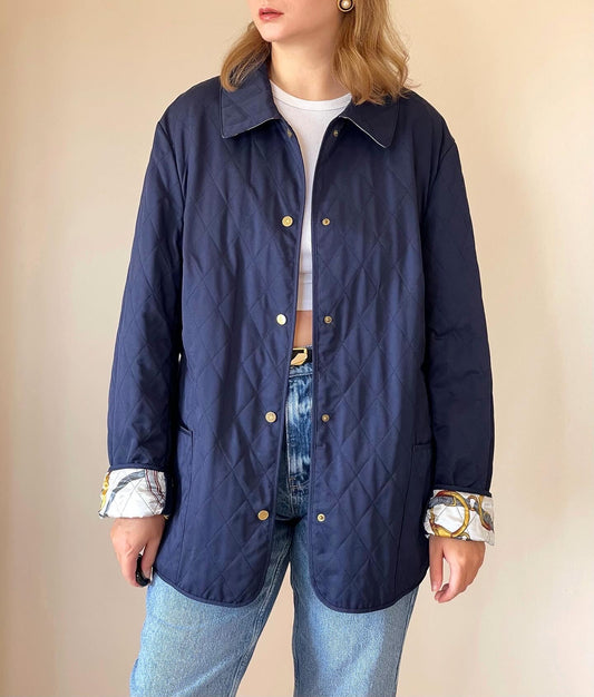 Vintage blue jacket in a quilted weave