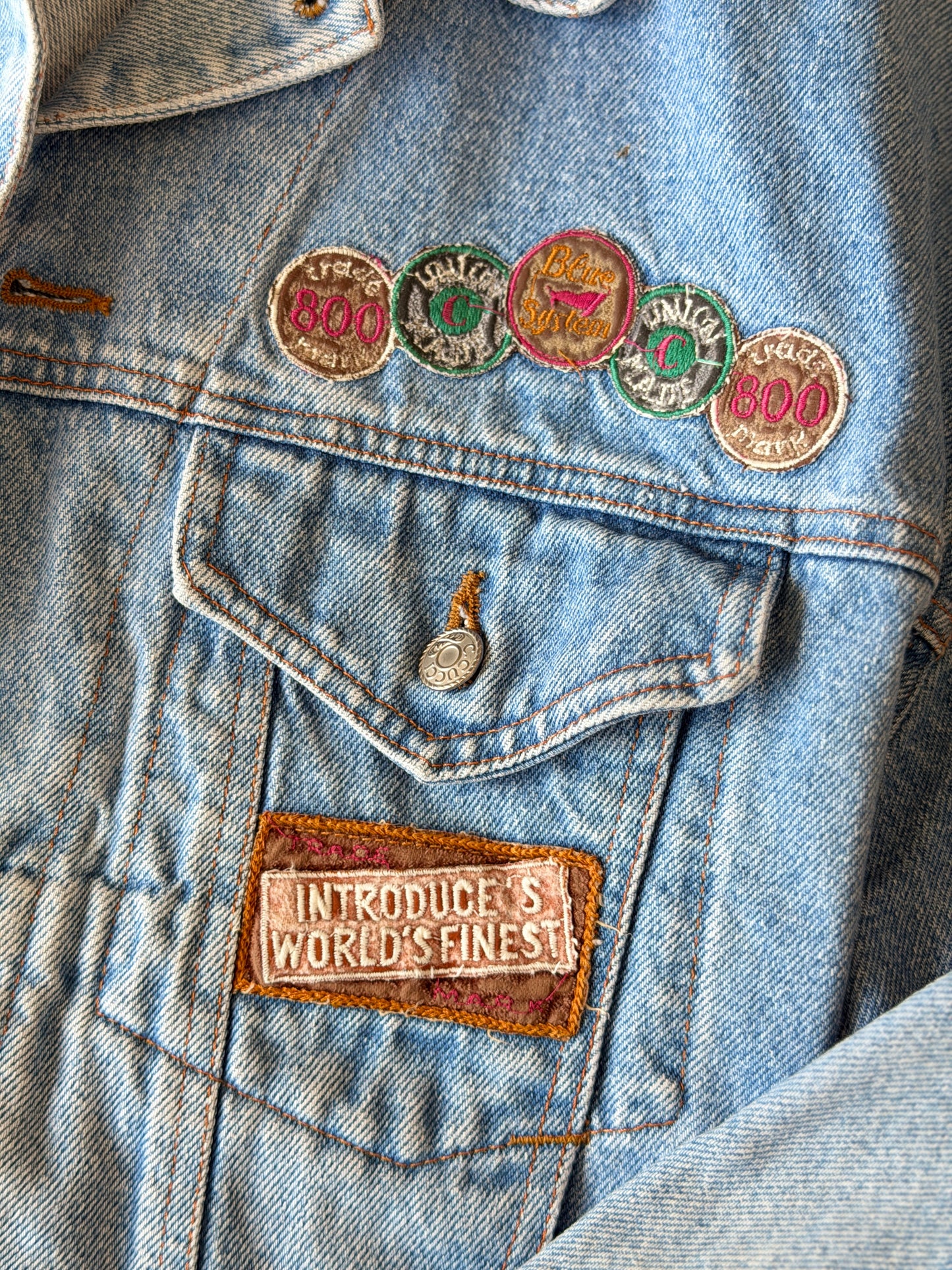 Vintage denim jacket in a light blue wash
