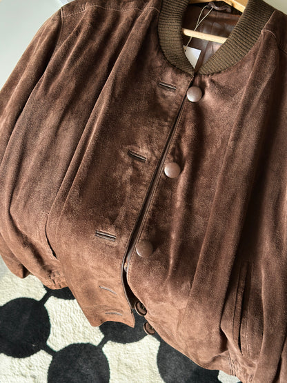Vintage brown suede bomber jacket