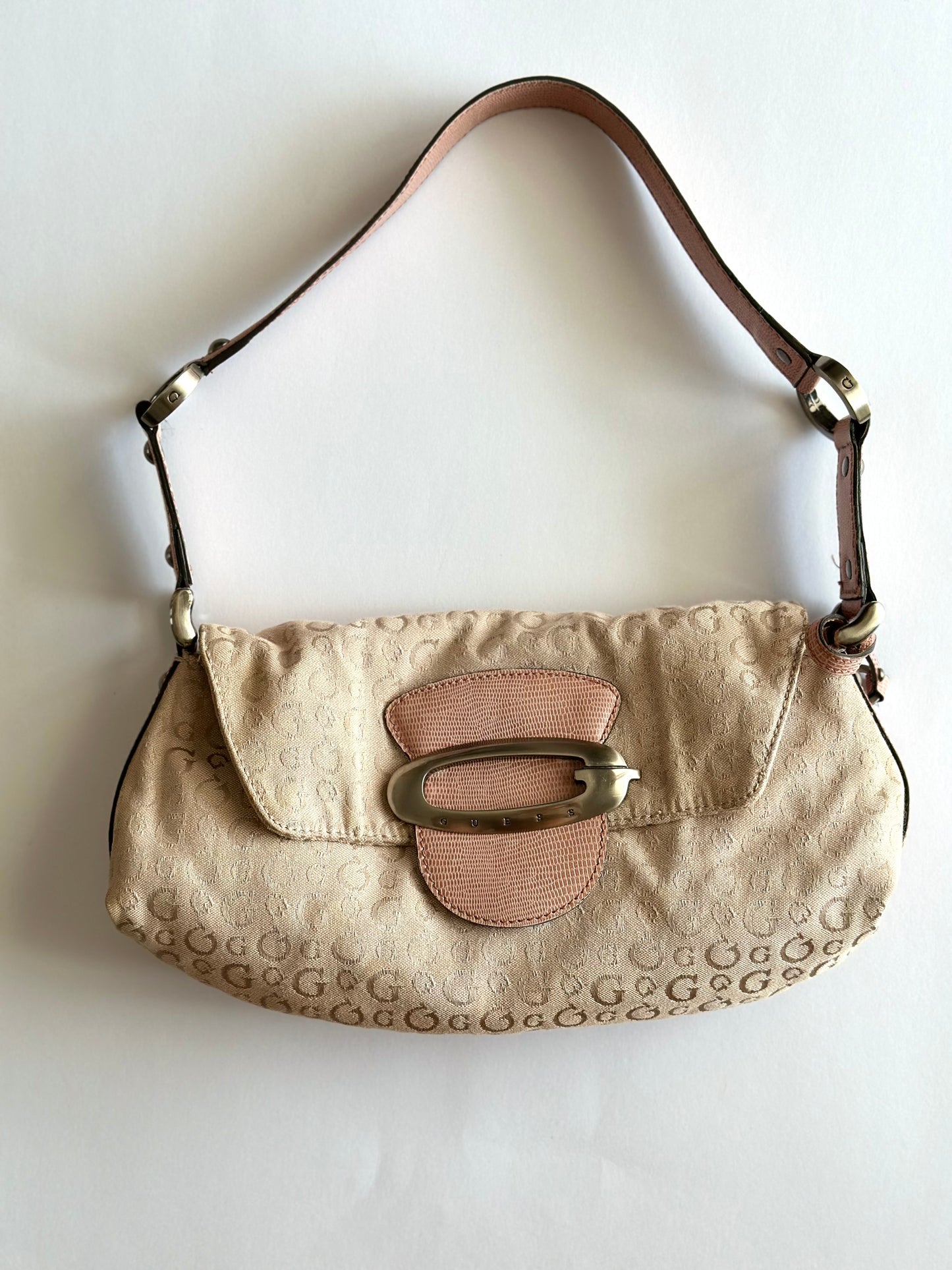 Vintage beige/pink monogram bag Guess