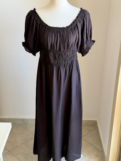 Black romantic viscose long dress