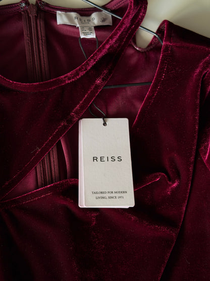 Elegant burgundy velvet dress from REISS