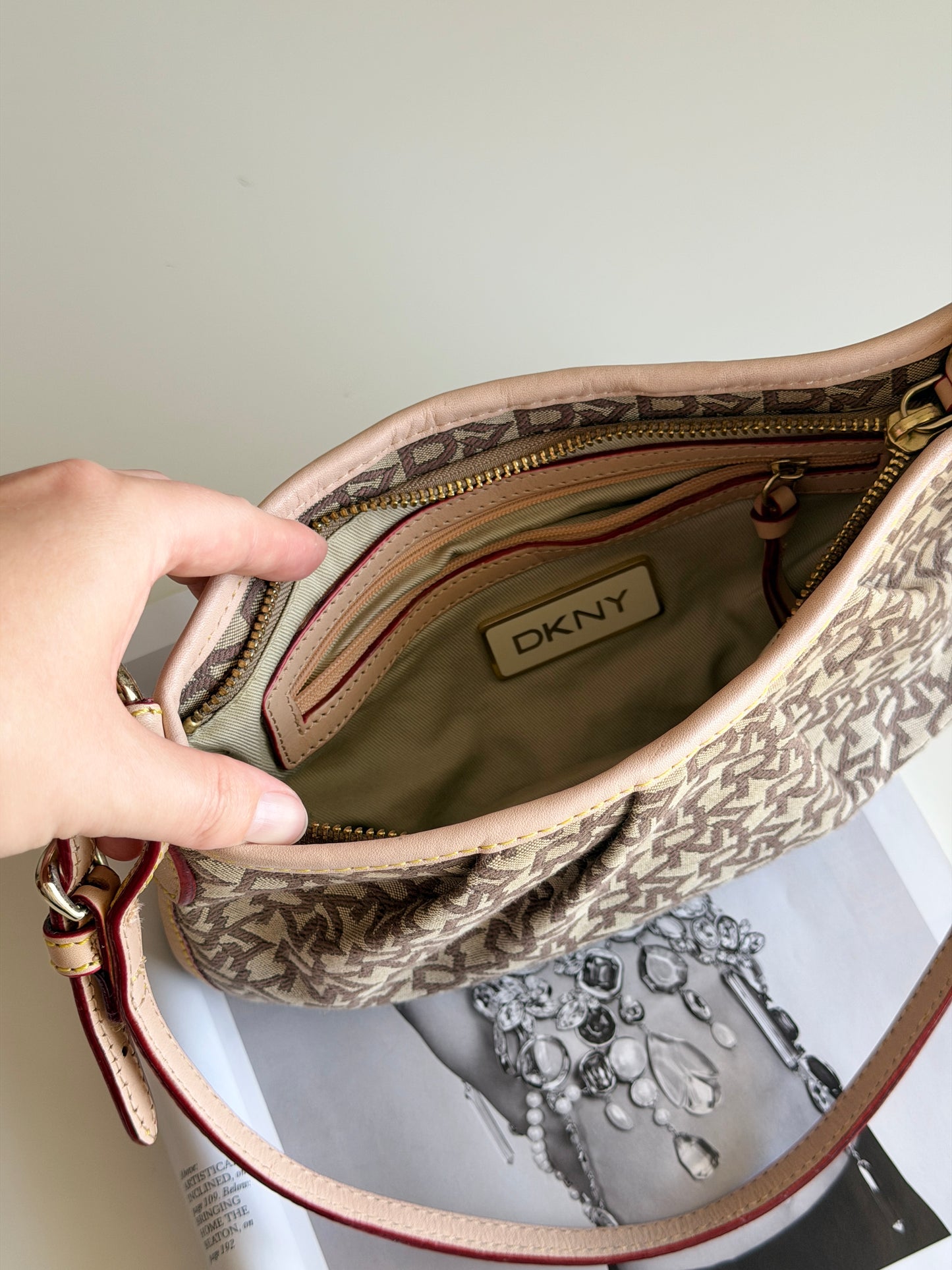 Stunning vintage DKNY beige monogram bag