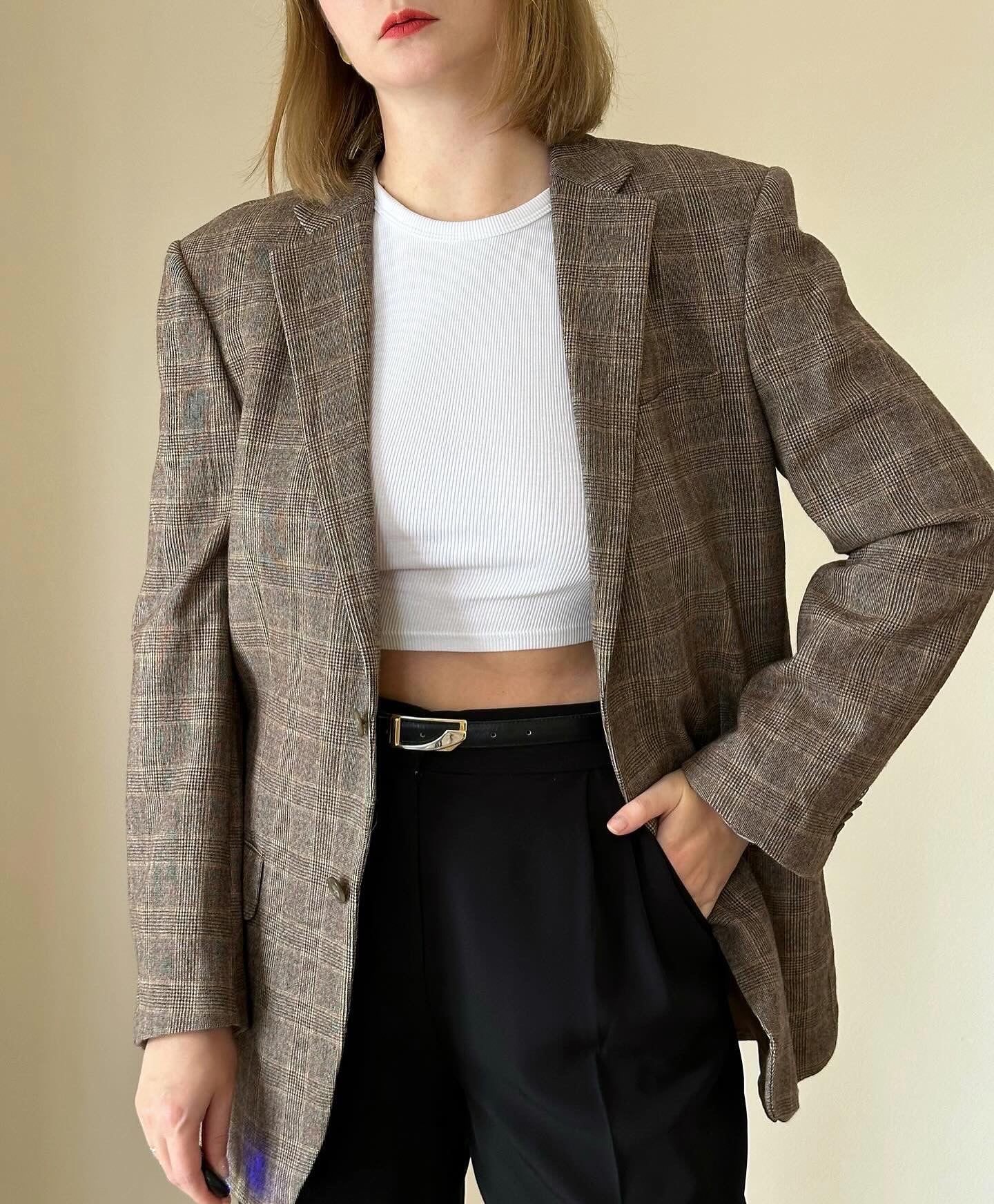 Vintage oversized plaid blazer