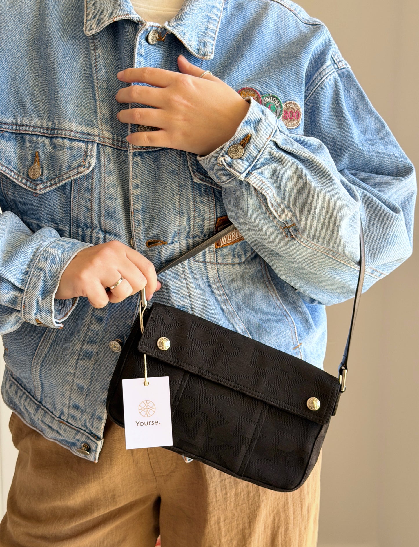 Vintage DKNY black monogram bag