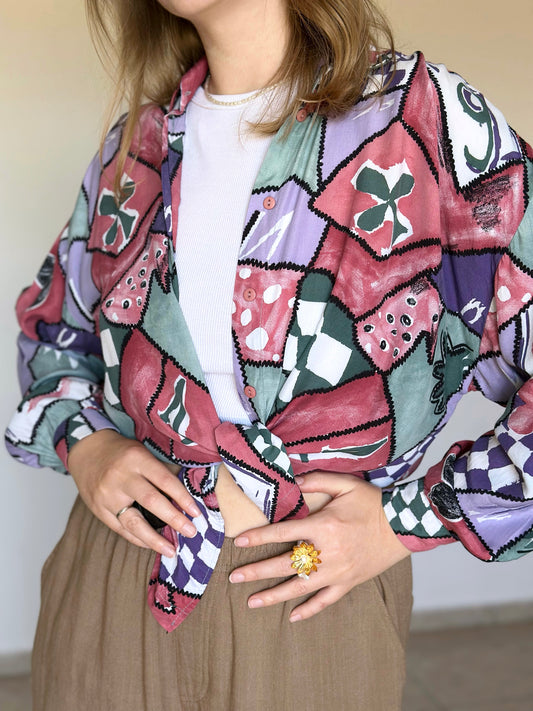 Bold vintage viscose blouse