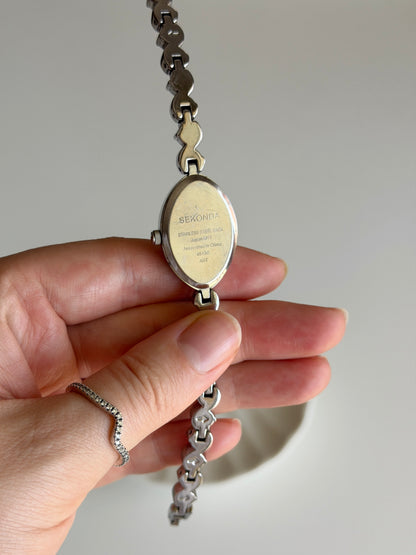 Vintage silver-tone watch Sekonda with crystals