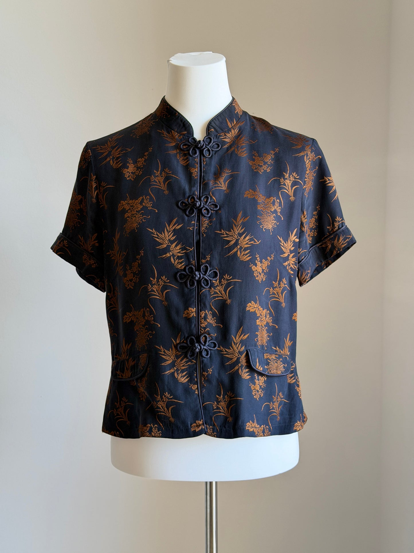 Silk blend oriental style blouse